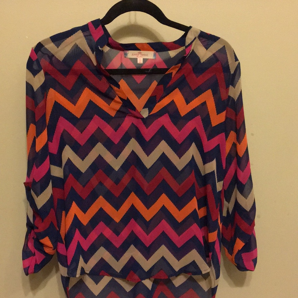 V neck sheer blouse.